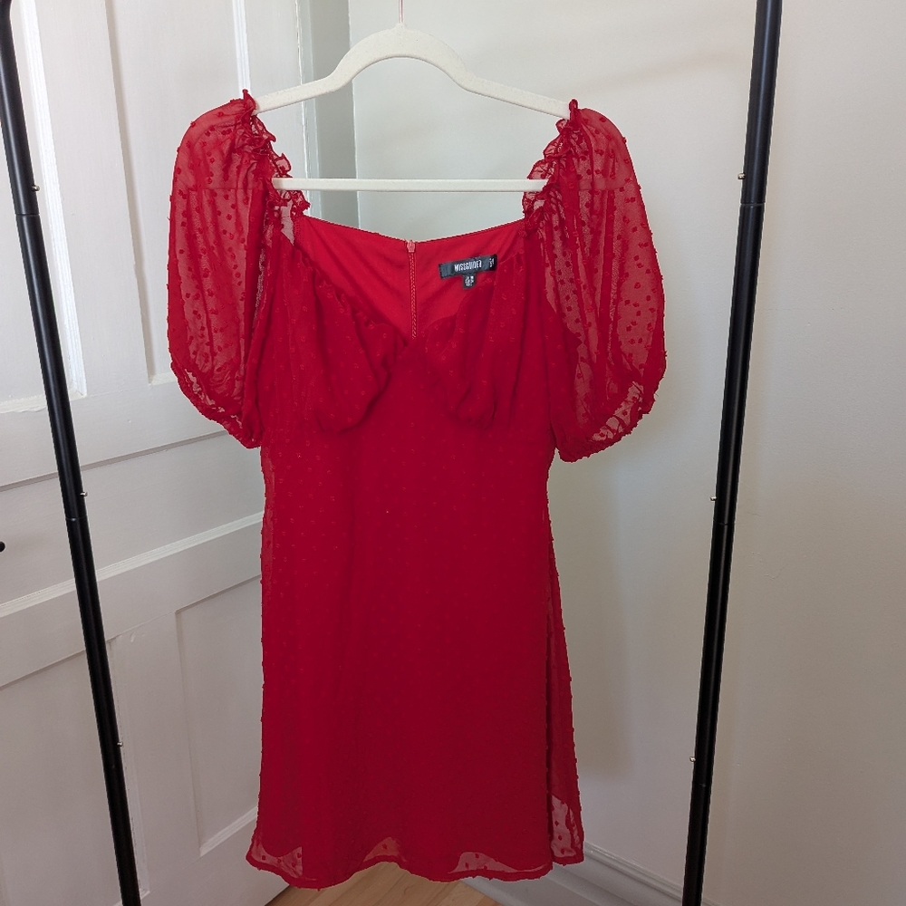 Red Puff Sleeve Dress